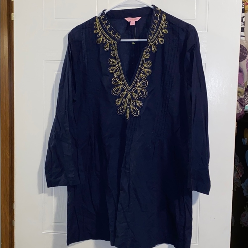 Lilly Pulitzer beaded embroidered Amelia resort tunic